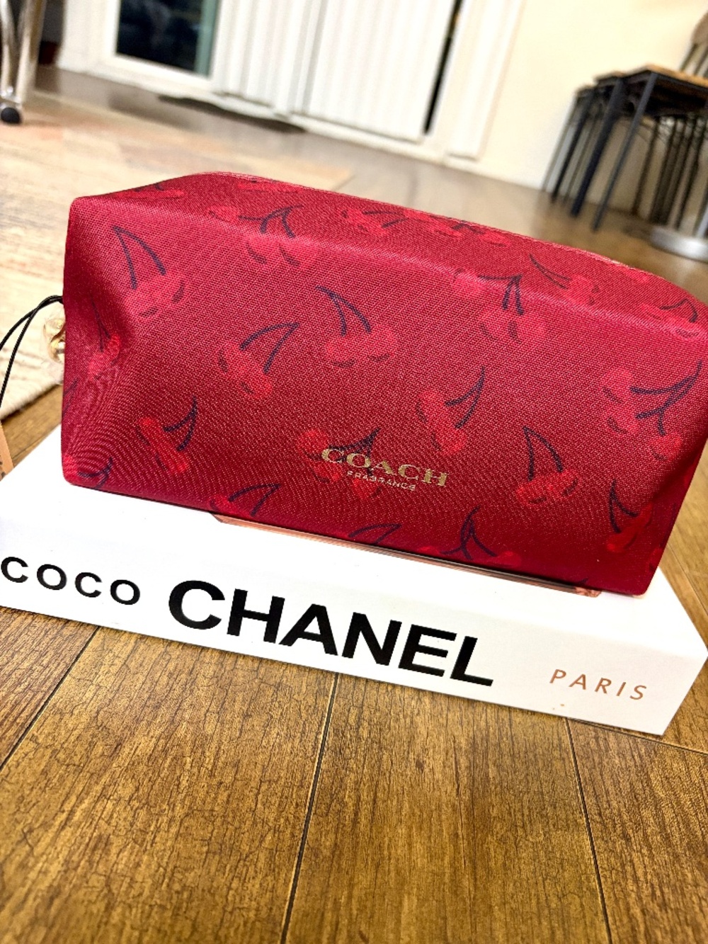 Coach cosmetic pouch with cherry print